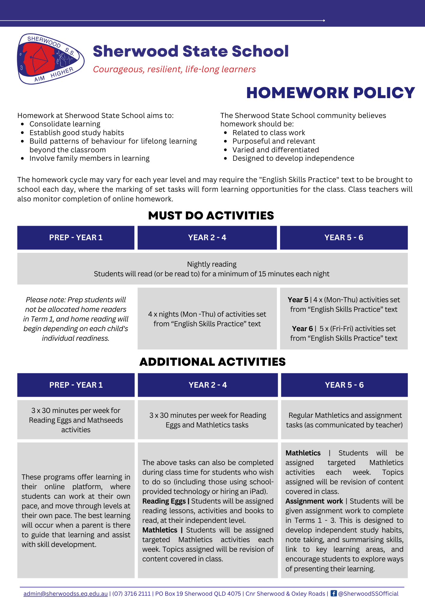 homework policy 2023